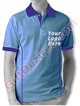 Designer Sky Blue and Royal Blue Color Logo Custom T Shirts